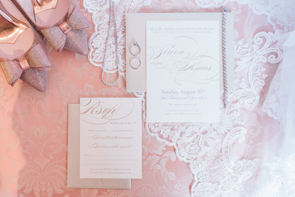 classic invitation suite - pink wedding details - styled details for wedding