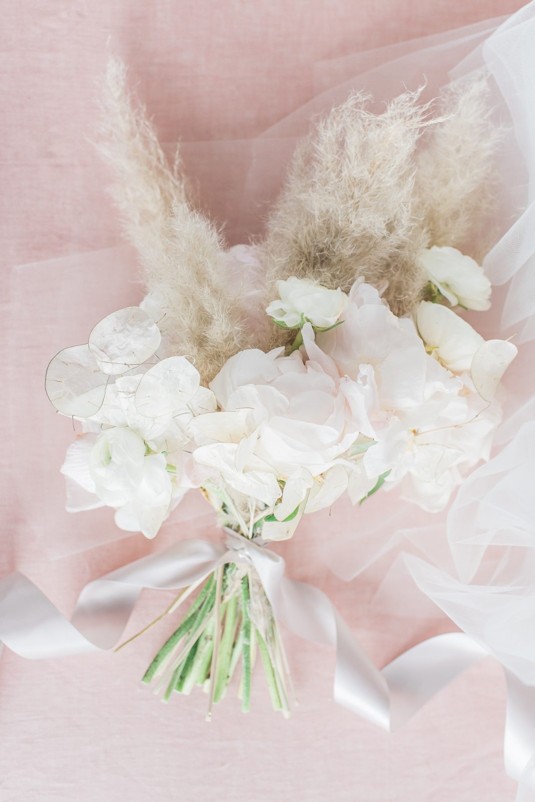 No greenery bouquet - ottawa - pink and pampas grass - peony