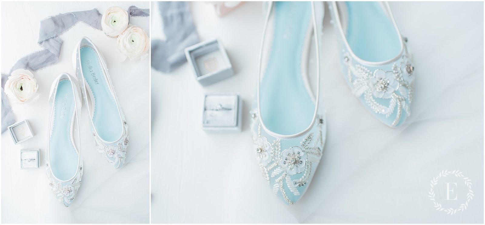 Bella belle wedding Shoes for Fairy Dreams Bridal - PhotosbyEmmaH 2019- something blue wedding flats with pearl embroidery 